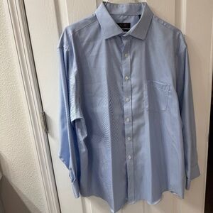👔 Tasso Elba Regular Fit Non-Iron Dress Shirt XXL 18 34/35 Blue 100% Cotton